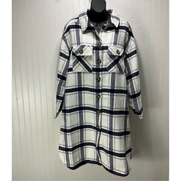 Sabrina Lauren Jackets & Blazers - SABRINA LAUREN New York Long Plaid Jacket